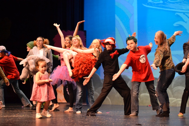 Photo by Carl BR Johnson -- Students from Bert Bowes Middle School put on a rousing performance of Seussical Jr. at the North Peace Cultural Centre.