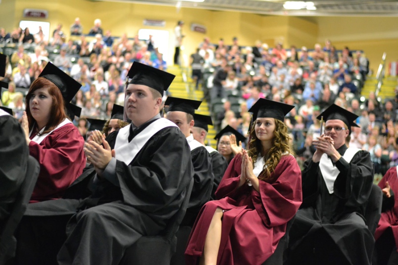 Photo by Carl BR Johnson -- The class of 2013 responded enthusiastically to Daylan Vig's Valedictorian speech.